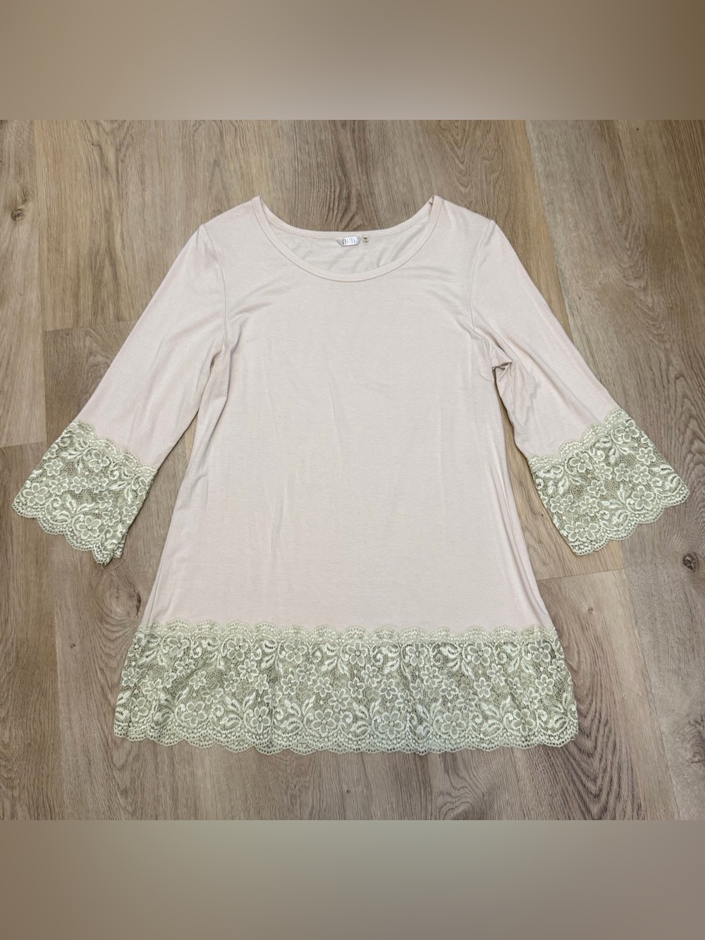 Kaktus Blush Pink Lace-Trim Scoop Neck Tunic - Picture 4 of 5